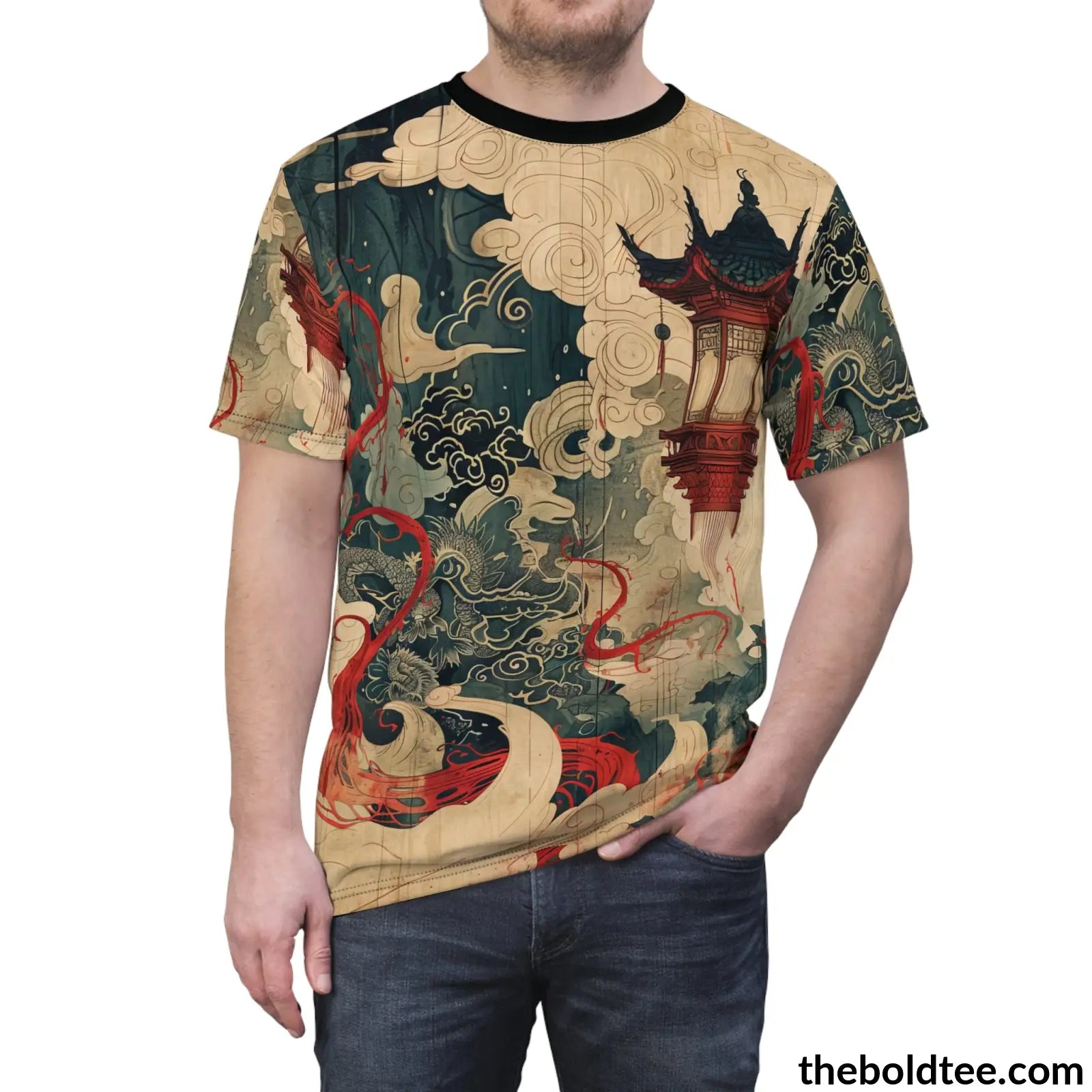 Vintage Chinese Tee - Premium All Over Print Crewneck Shirt Prints