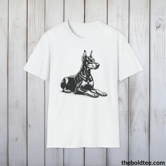Vintage Doberman Pinscher Dog Tee - Sustainable & Soft Cotton Crewneck Unisex T - Shirt 9 Bold