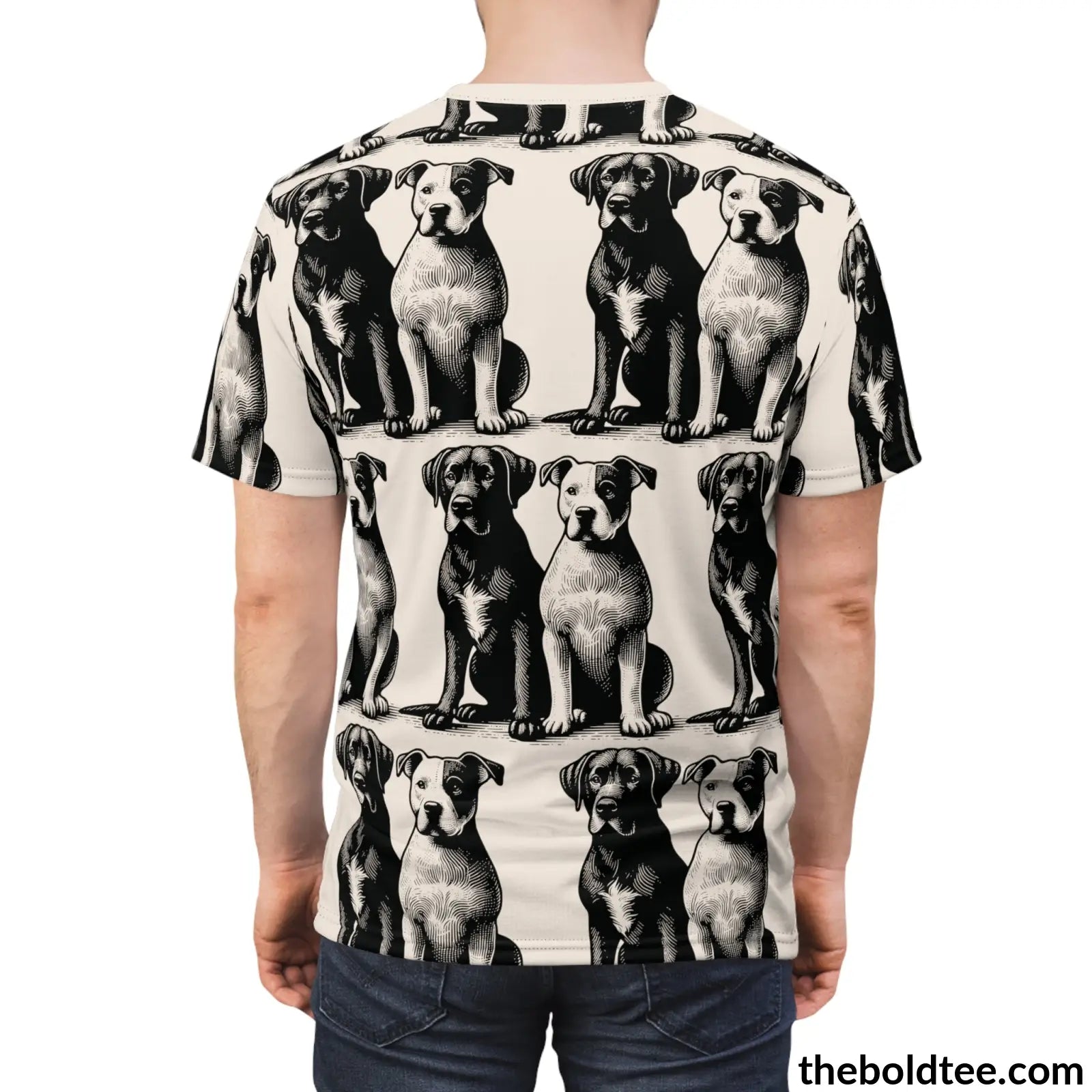 Vintage Dogs Pattern Tee - Premium All Over Print Crewneck Prints