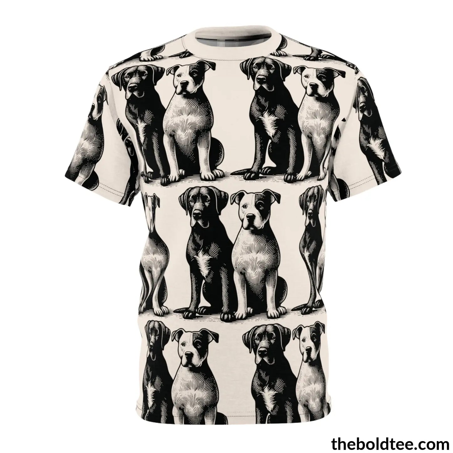 Vintage Dogs Pattern Tee - Premium All Over Print Crewneck S Prints