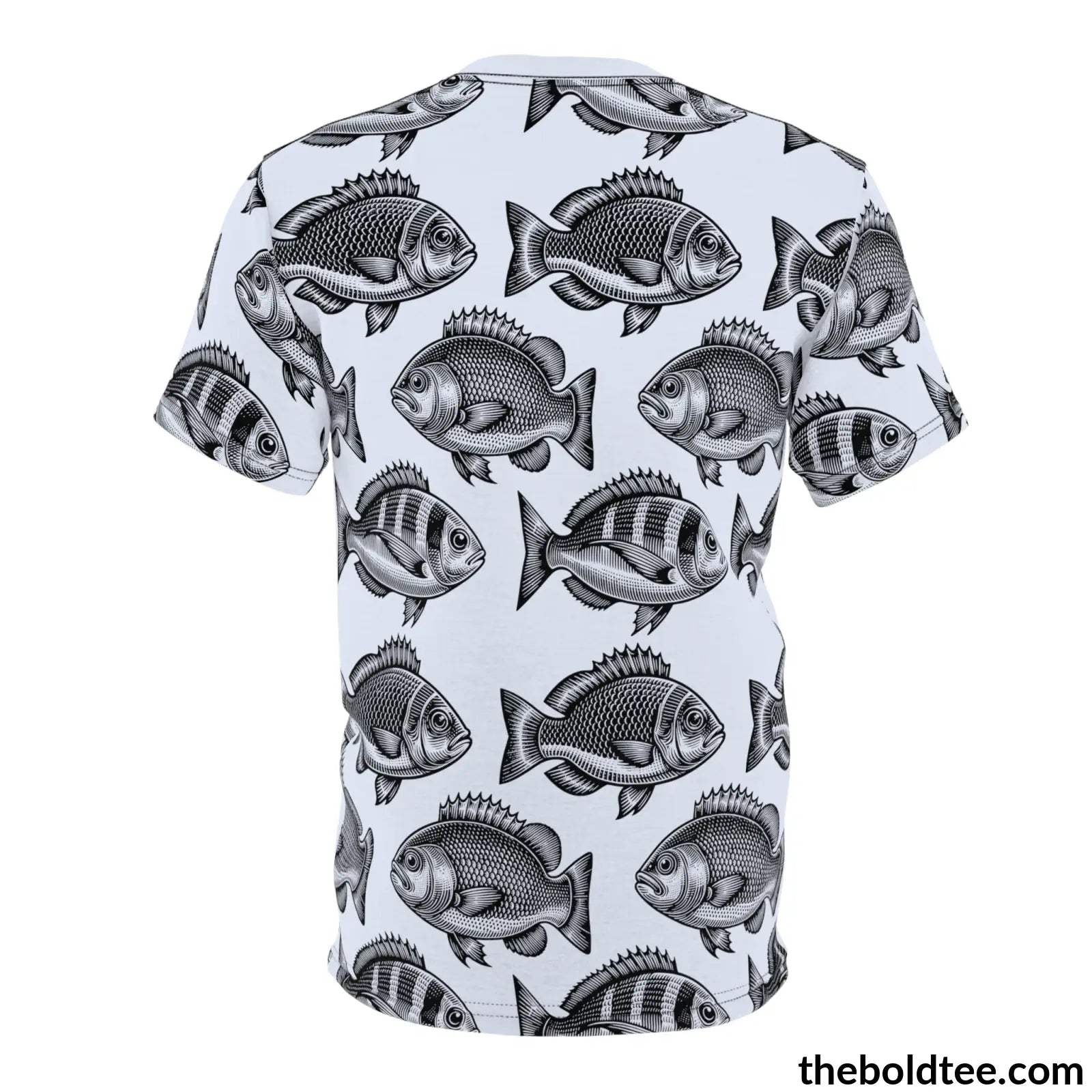 Vintage Fish Pattern Tee - Premium All Over Print Crewneck Prints