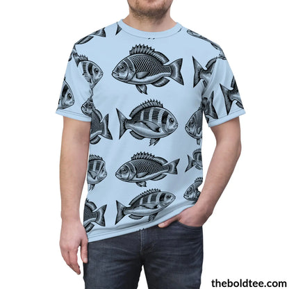 Vintage Fishes Pattern Tee - Premium All Over Print Crewneck Prints