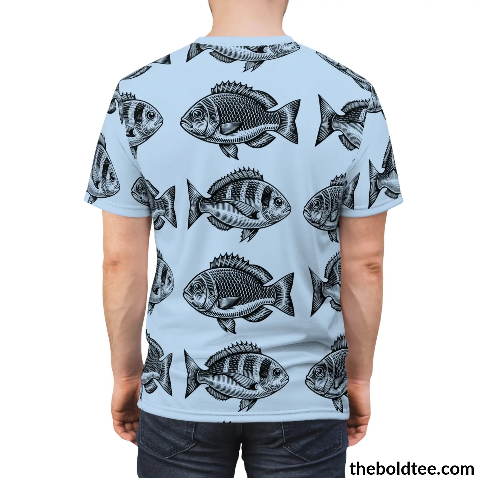 Vintage Fishes Pattern Tee - Premium All Over Print Crewneck Prints