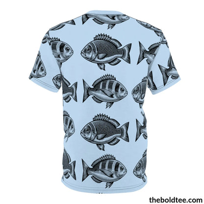 Vintage Fishes Pattern Tee - Premium All Over Print Crewneck Prints