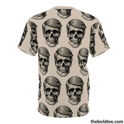 Vintage Hipster Skull Tee - Premium All Over Print Crewneck Over Prints