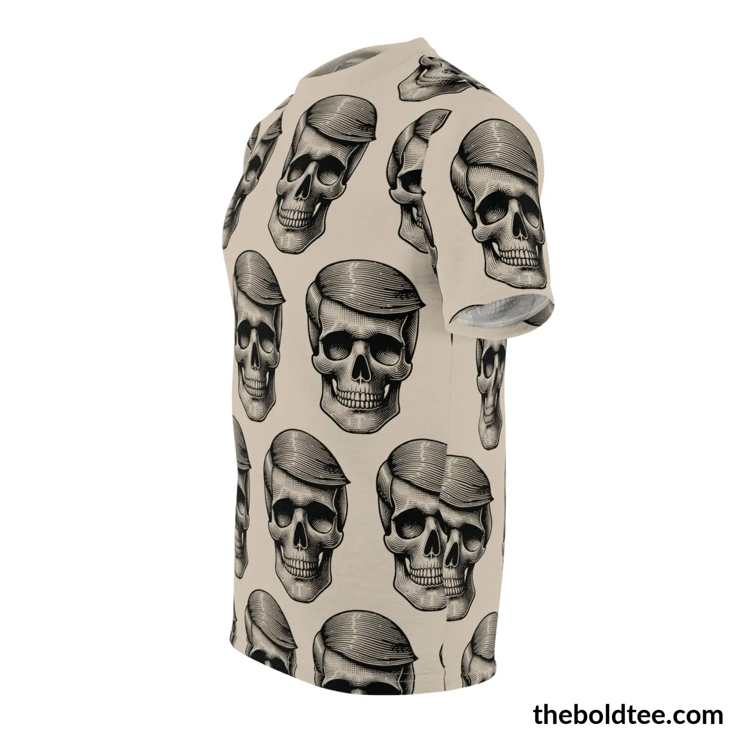 Vintage Hipster Skull Tee - Premium All Over Print Crewneck Over Prints