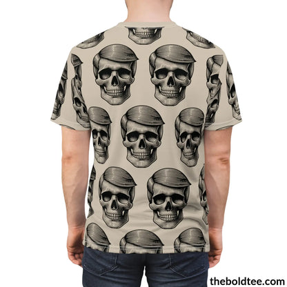 Vintage Hipster Skull Tee - Premium All Over Print Crewneck Over Prints