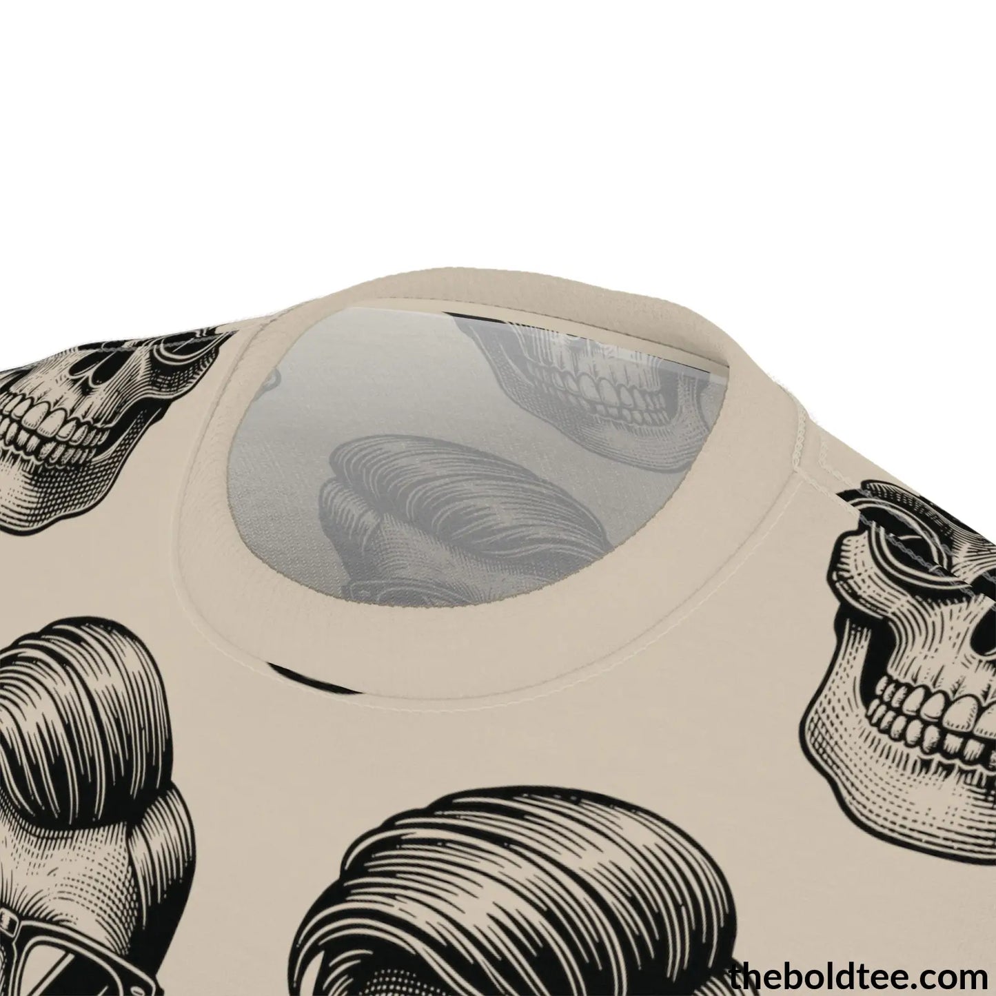 Vintage Hipster Skull Tee - Premium All Over Print Crewneck Over Prints