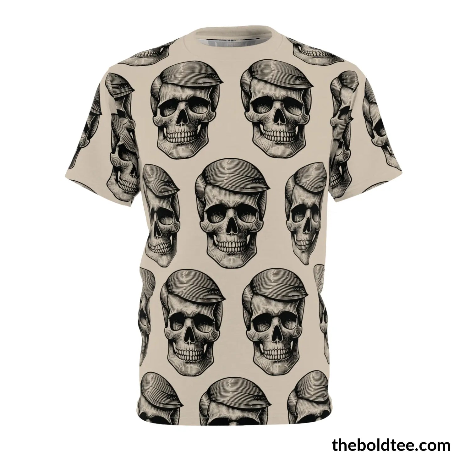 Vintage Hipster Skull Tee - Premium All Over Print Crewneck S Over Prints