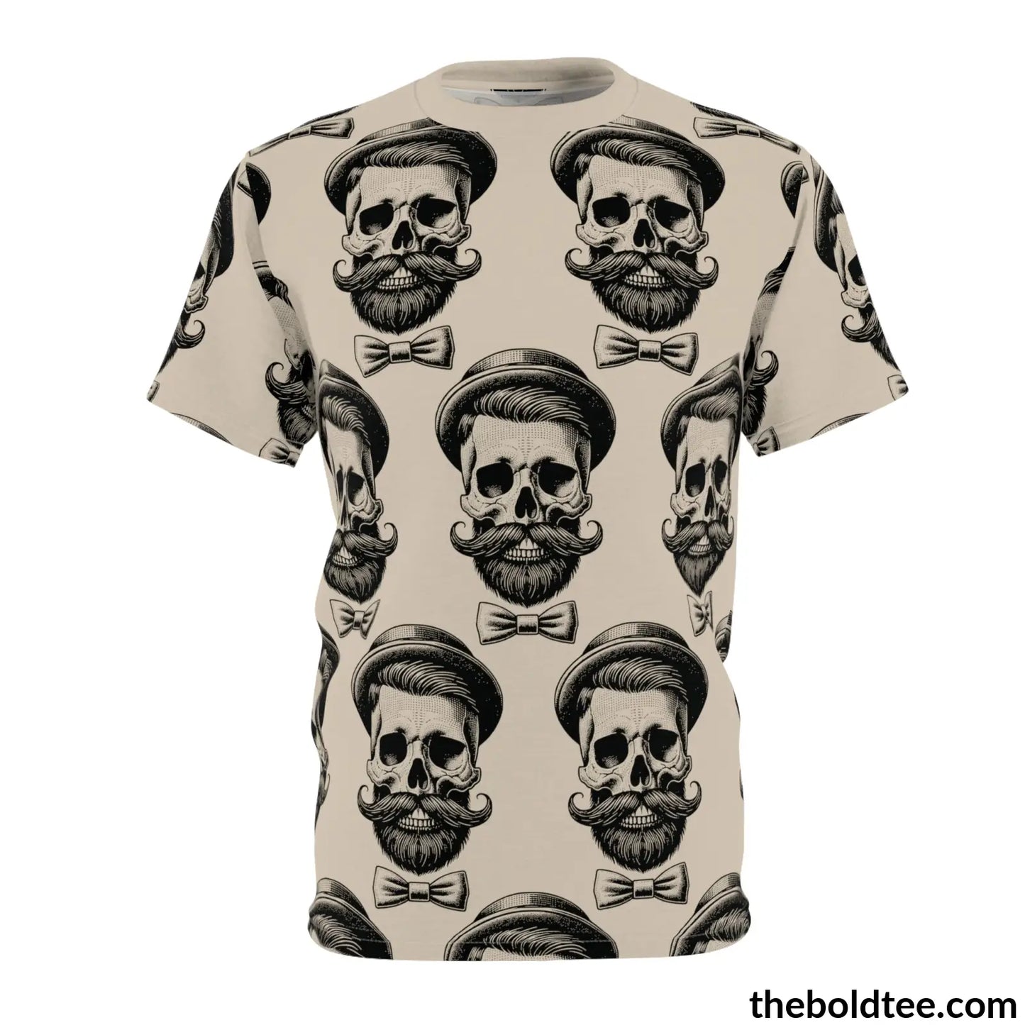 Vintage Hipster Skull Tee - Premium All Over Print Crewneck S Over Prints