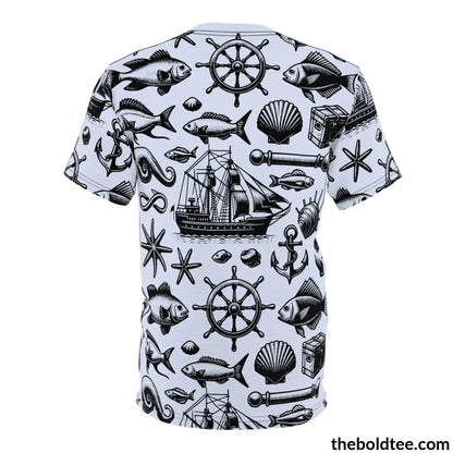 Vintage Marine Pattern Tee - Premium All Over Print Crewneck Prints