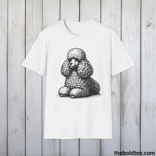Vintage Poodle Dog Tee - Sustainable & Soft Cotton Crewneck Unisex T - Shirt 9 Bold Colors White / S