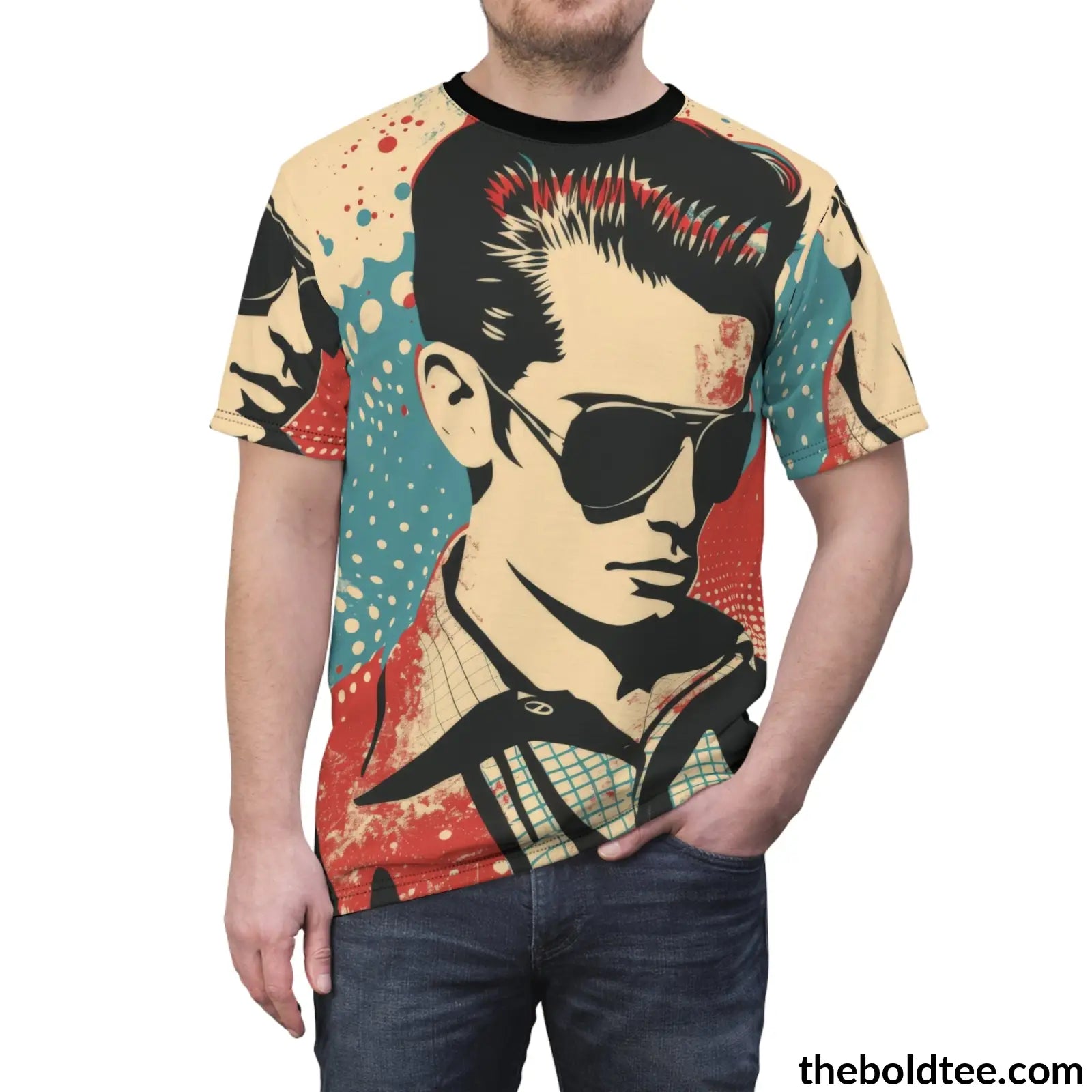 Vintage Rockabilly Tee - Premium All Over Print Crewneck Shirt Prints