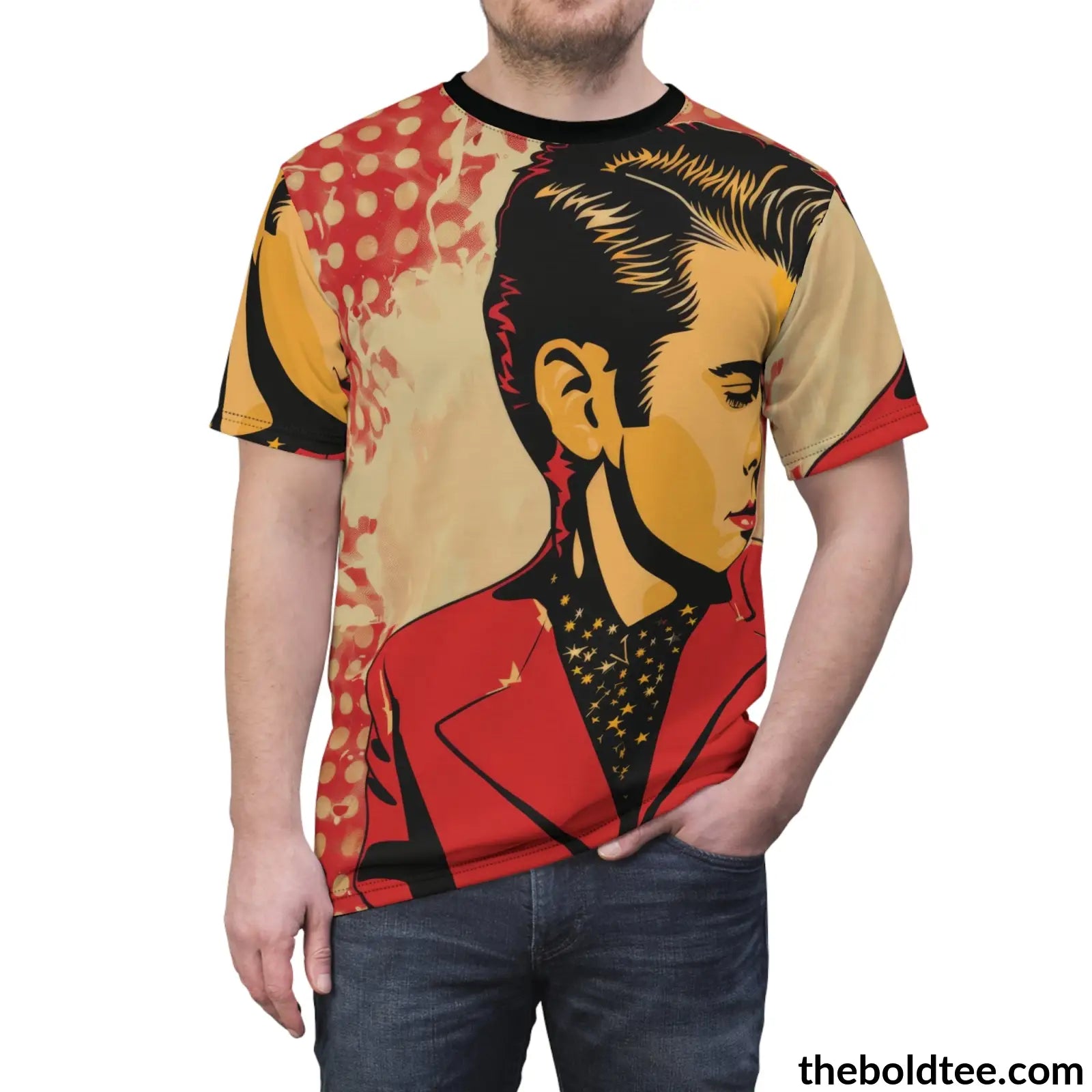 Vintage Rockabilly Tee - Premium All Over Print Crewneck Shirt Prints