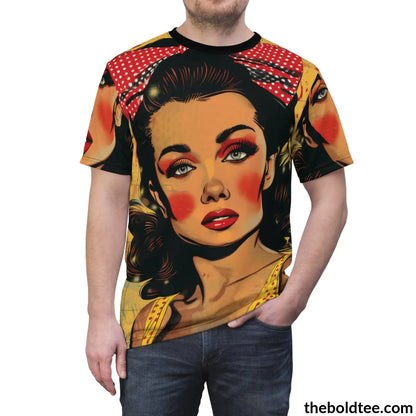 Vintage Rockabilly Tee - Premium All Over Print Crewneck Shirt Prints