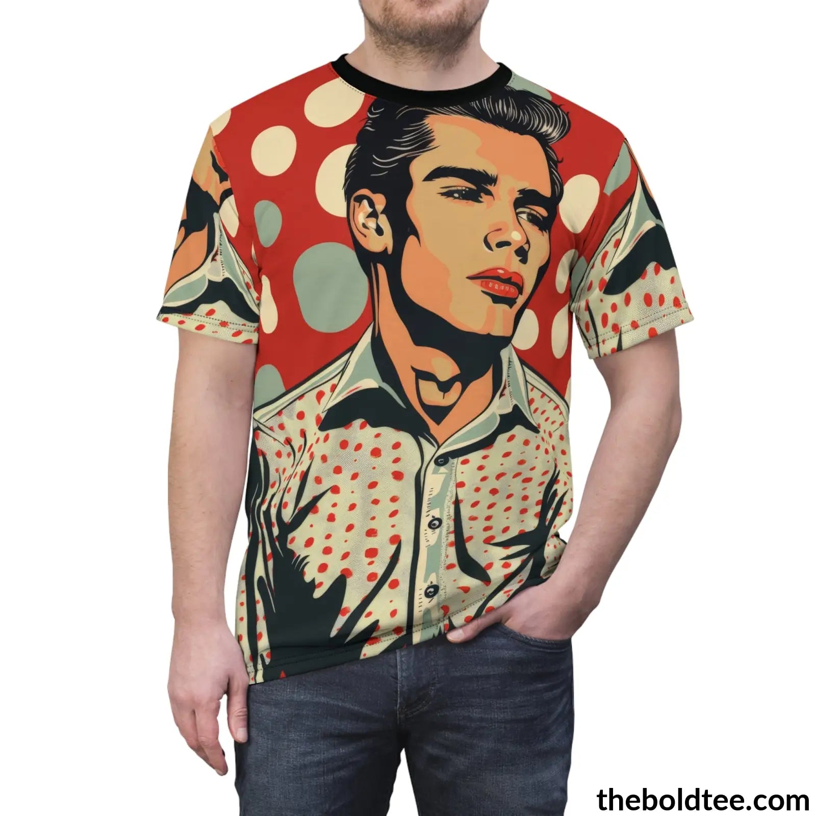 Vintage Rockabilly Tee - Premium All Over Print Crewneck Shirt Prints