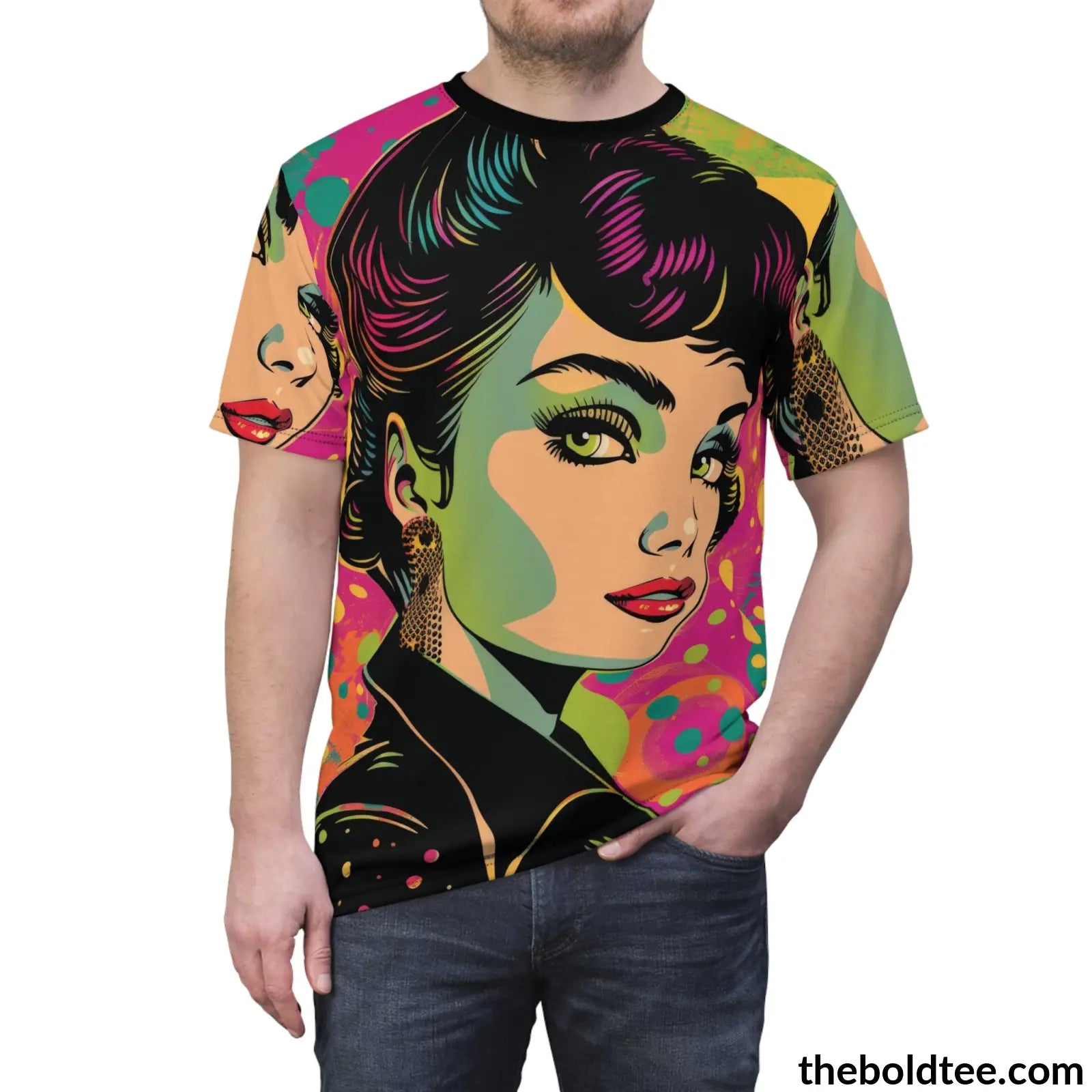 Vintage Rockabilly Tee - Premium All Over Print Crewneck Shirt Prints