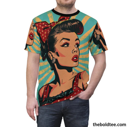 Vintage Rockabilly Tee - Premium All Over Print Crewneck Shirt Prints