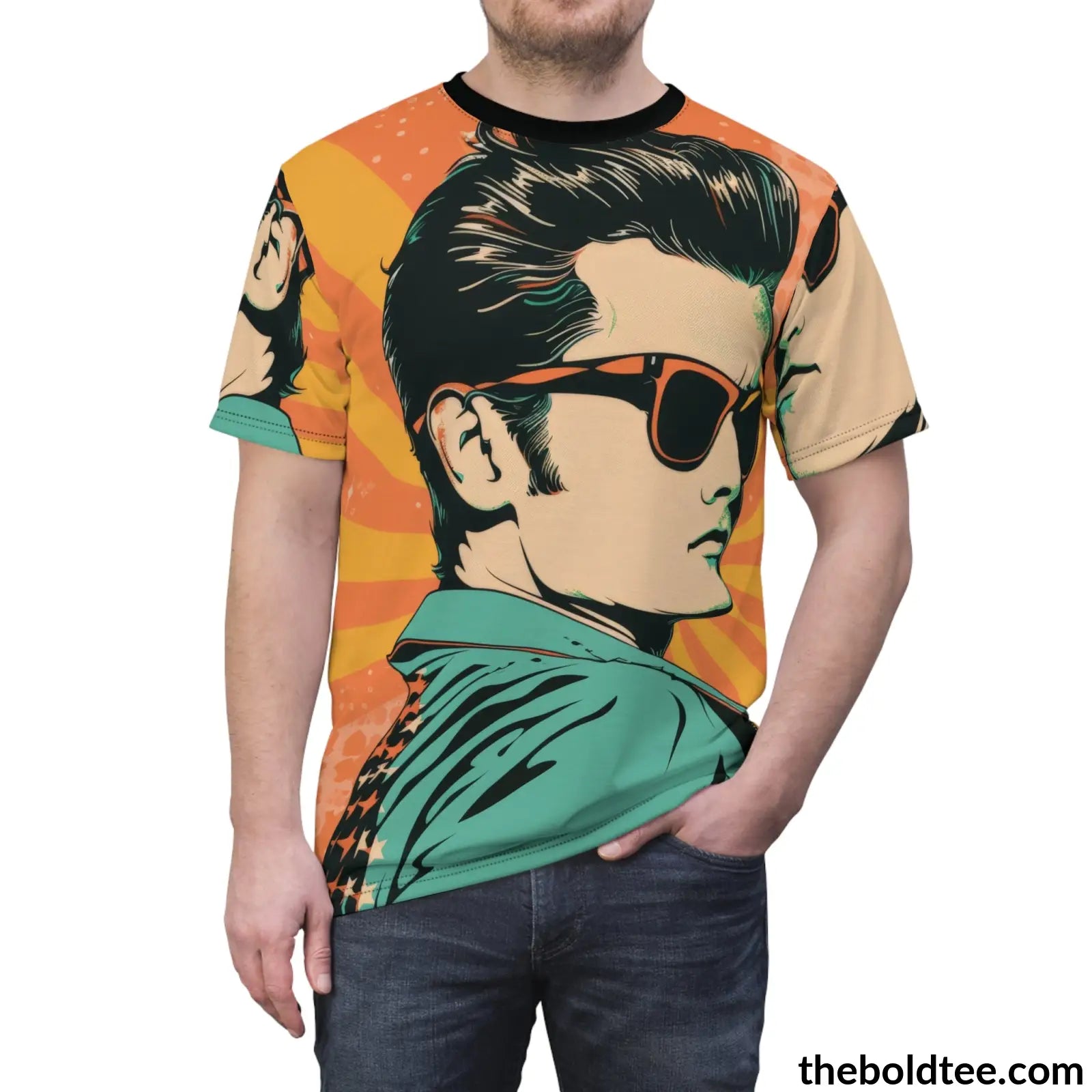 Vintage Rockabilly Tee - Premium All Over Print Crewneck Shirt Prints