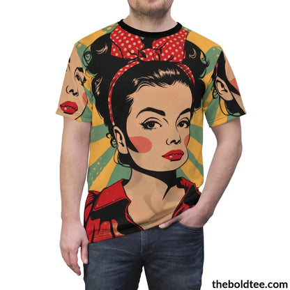 Vintage Rockabilly Tee - Premium All Over Print Crewneck Shirt Prints