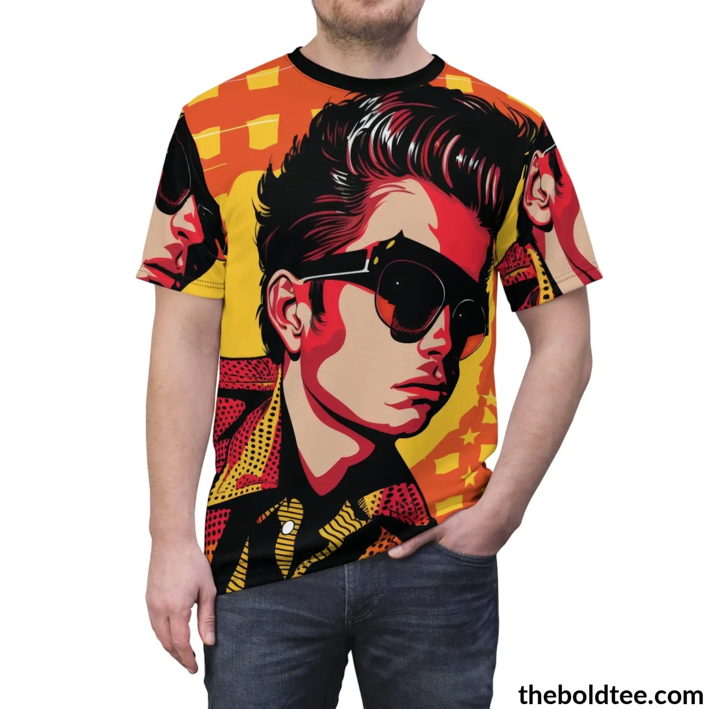 Vintage Rockabilly Tee - Premium All Over Print Crewneck Shirt Prints