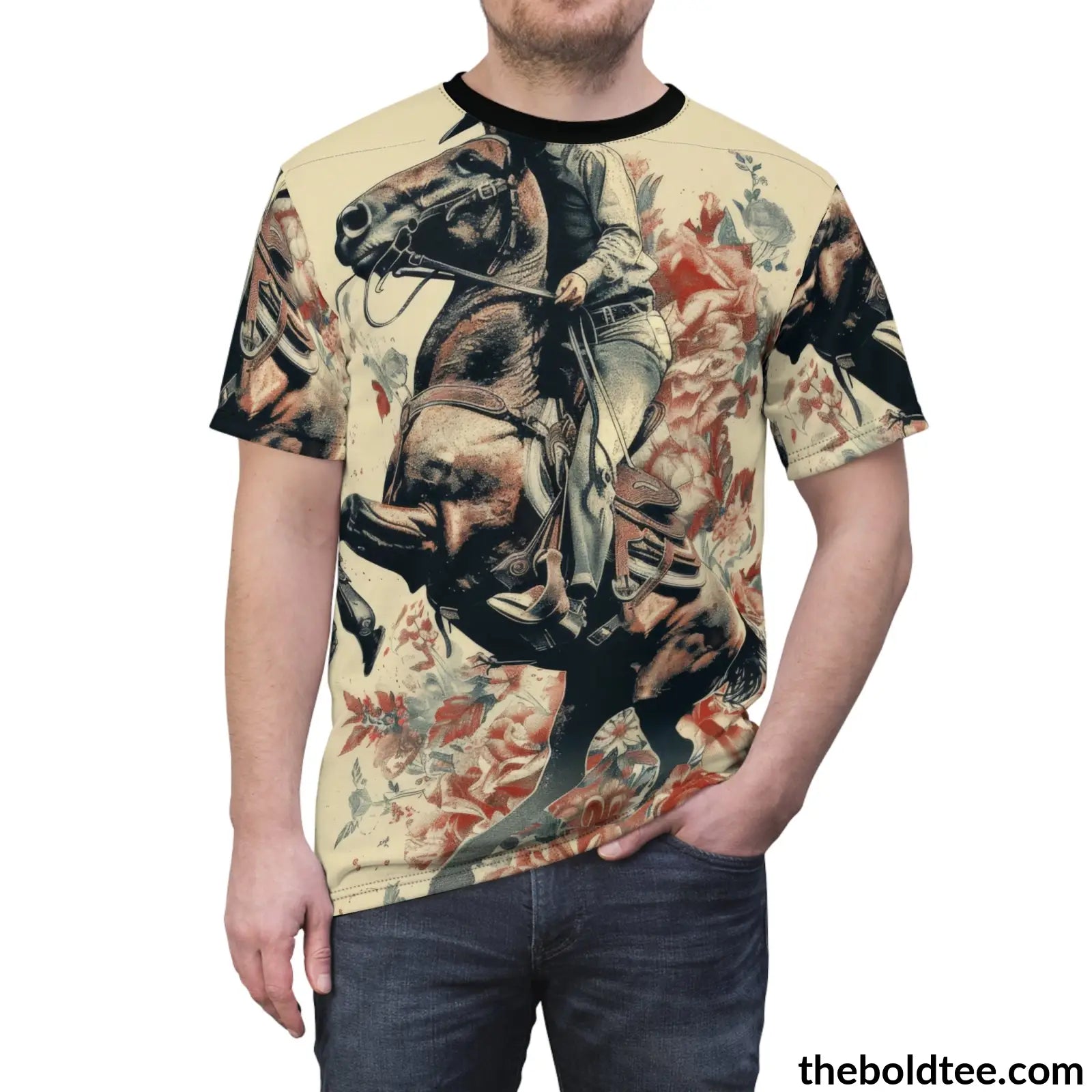 Vintage Rodeo Tee - Premium All Over Print Crewneck Shirt Prints