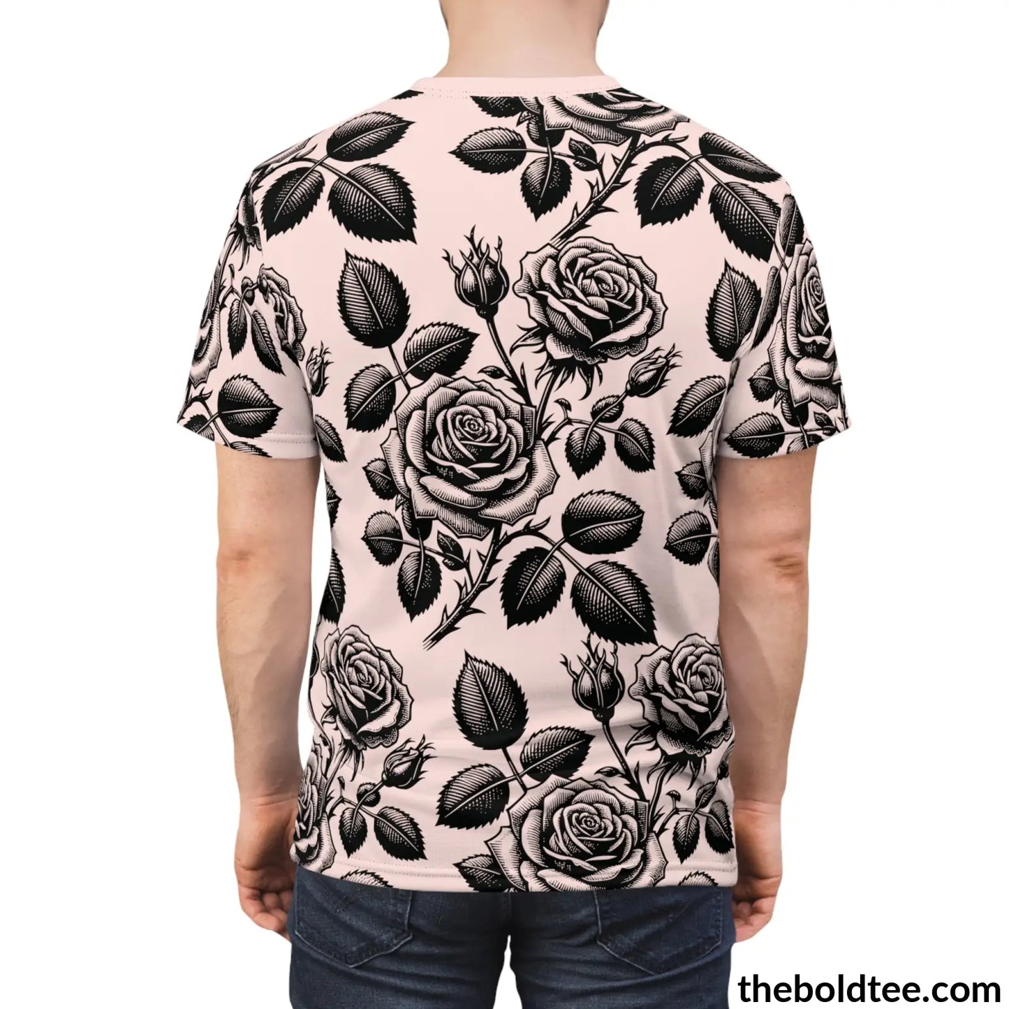 Vintage Roses Pattern Tee - Premium All Over Print Crewneck Prints