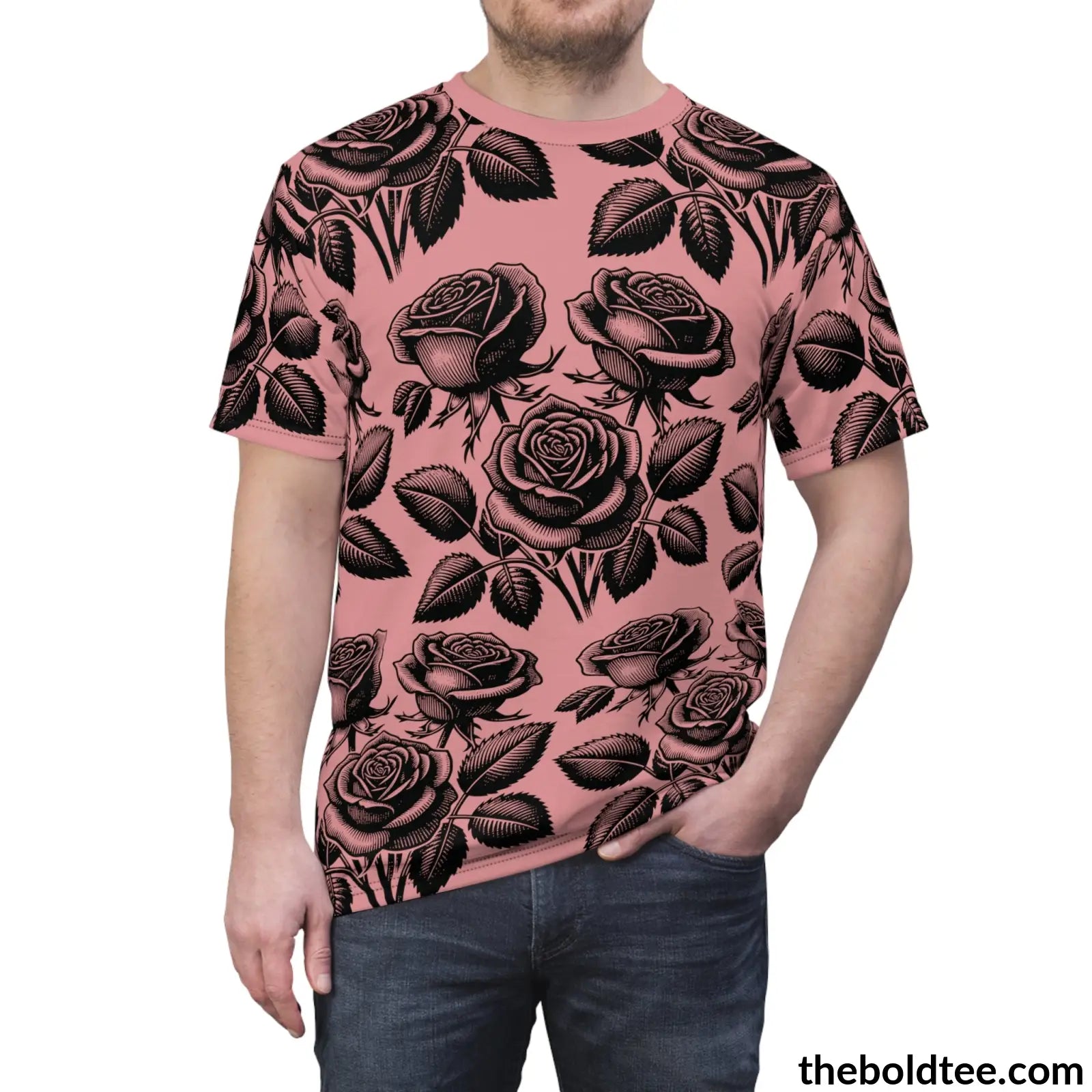 Vintage Roses Pattern Tee - Premium All Over Print Crewneck Prints