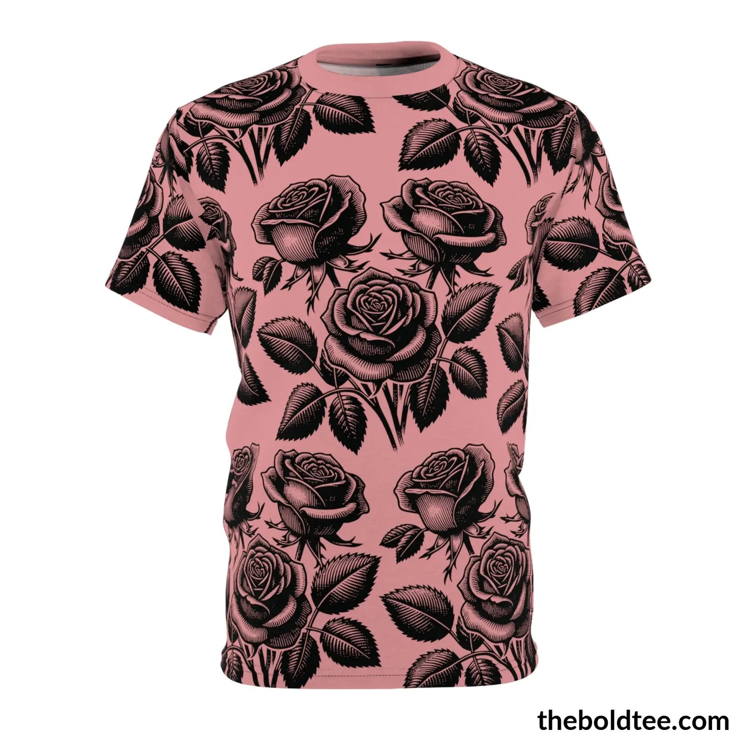 Vintage Roses Pattern Tee - Premium All Over Print Crewneck Black Stitching / 6 Oz. S Prints