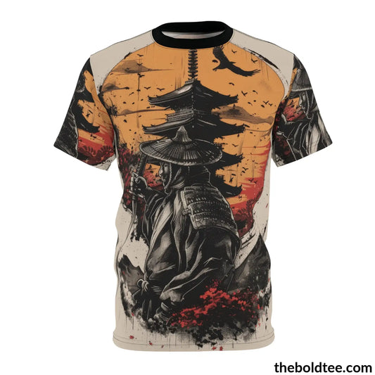 Vintage Samurai Tee - Premium All Over Print Crewneck Shirt Black Stitching / 6 Oz. S Prints
