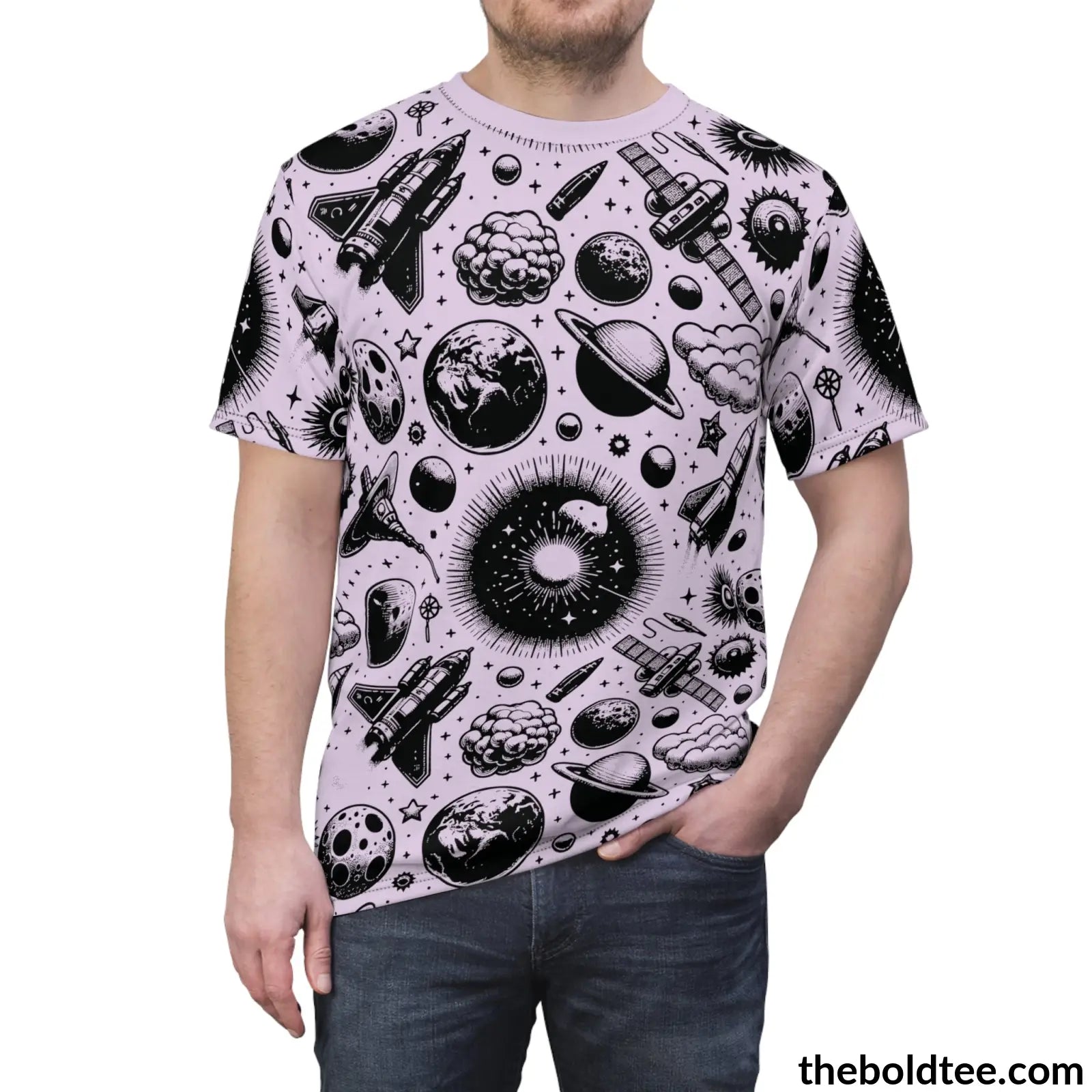 Vintage Space Pattern Tee - Premium All Over Print Crewneck Prints