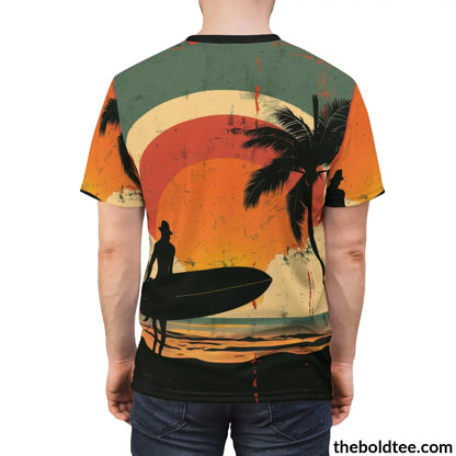 Vintage Summer Beach Tee - Premium All Over Print Crewneck Shirt Prints