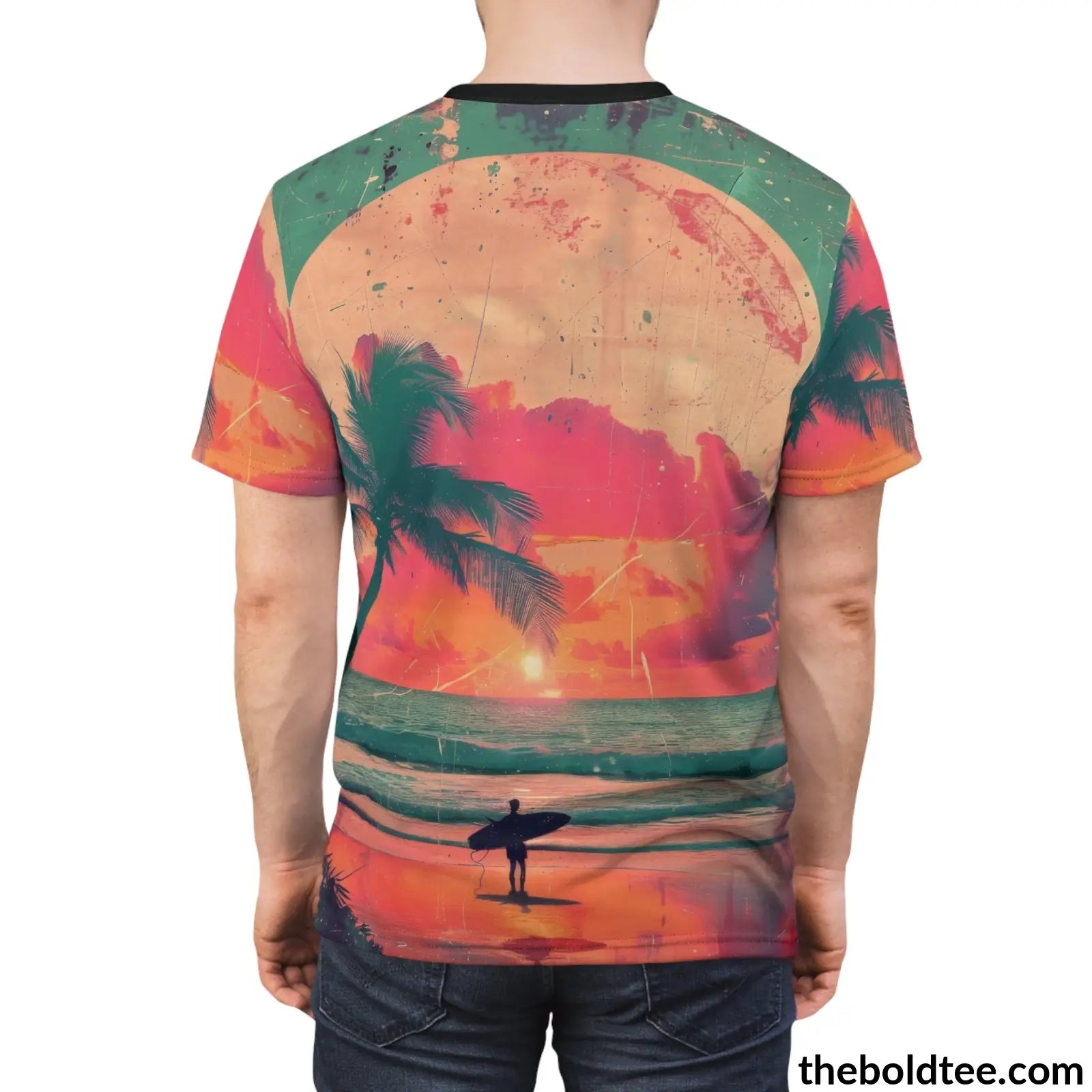 Vintage Summer Beach Tee - Premium All Over Print Crewneck Shirt Prints