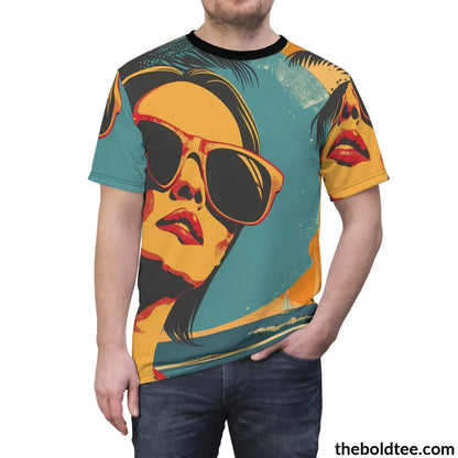 Vintage Summer Beach Tee - Premium All Over Print Crewneck Shirt Prints