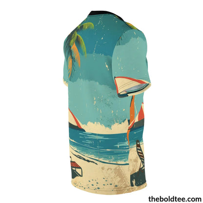 Vintage Summer Beach Tee - Premium All Over Print Crewneck Shirt Prints