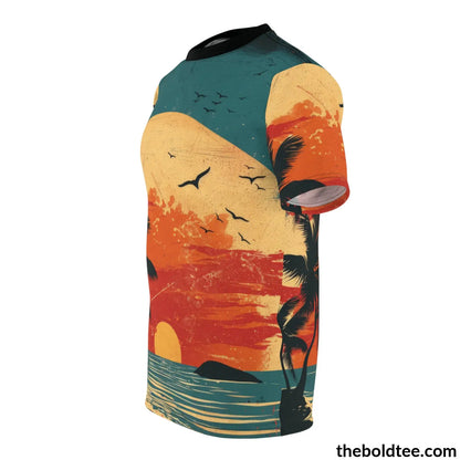 Vintage Summer Beach Tee - Premium All Over Print Crewneck Shirt Prints