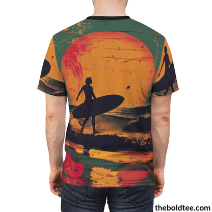 Vintage Summer Beach Tee - Premium All Over Print Crewneck Shirt Prints