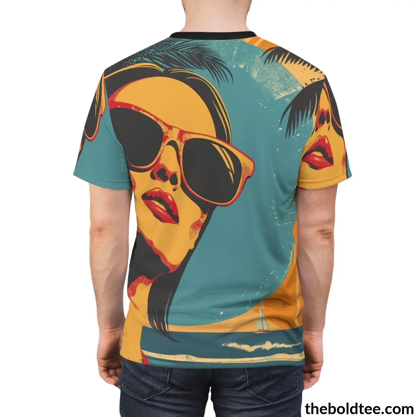 Vintage Summer Beach Tee - Premium All Over Print Crewneck Shirt Prints