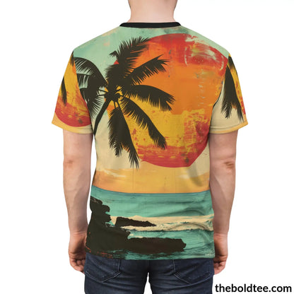 Vintage Summer Beach Tee - Premium All Over Print Crewneck Shirt Prints