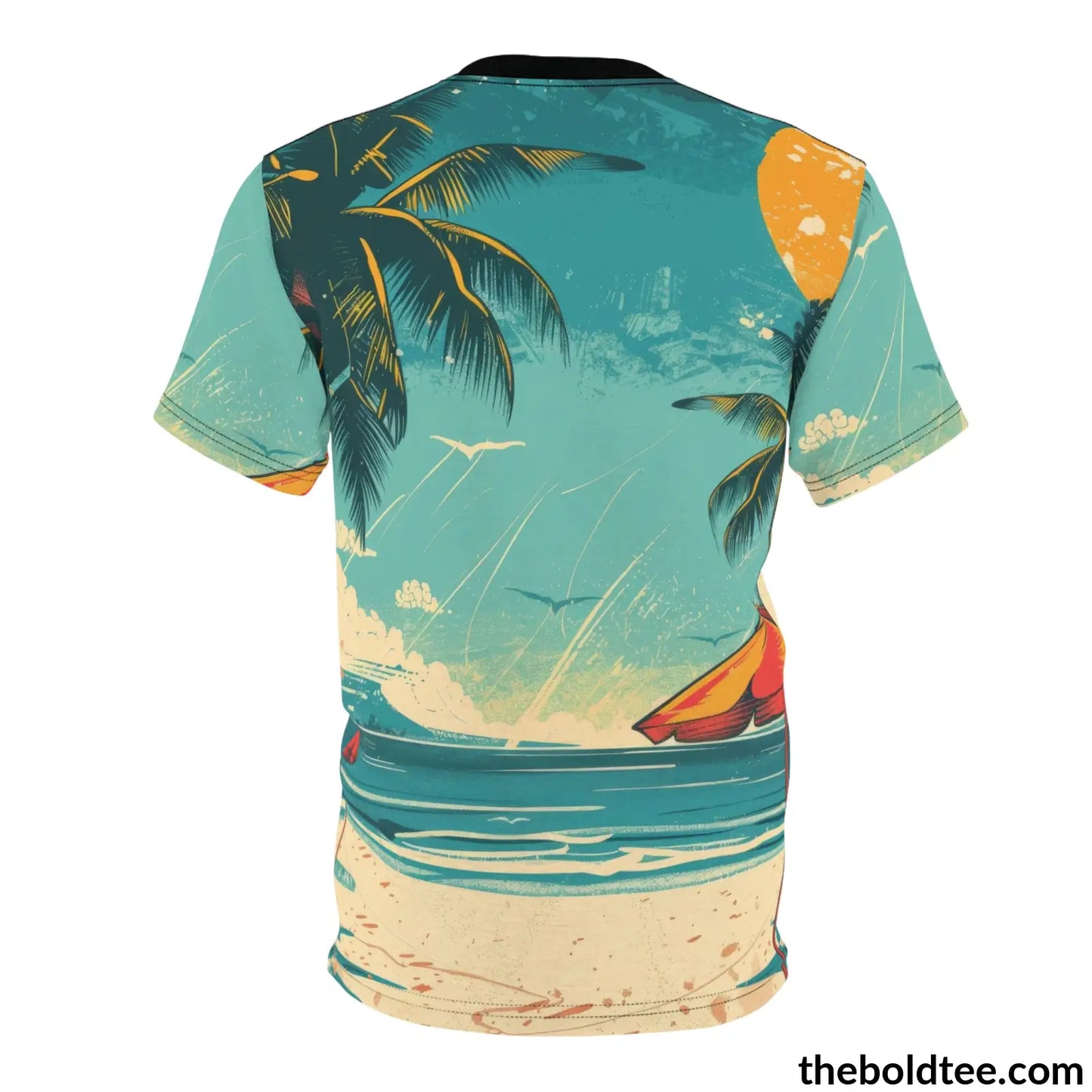 Vintage Summer Beach Tee - Premium All Over Print Crewneck Shirt Prints