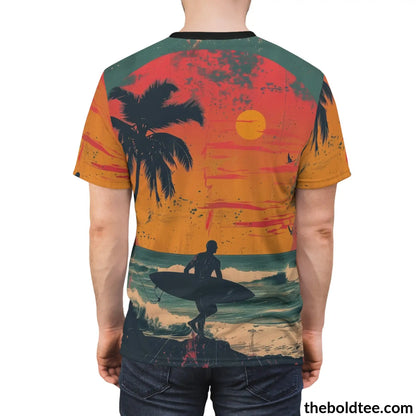 Vintage Summer Beach Tee - Premium All Over Print Crewneck Shirt Prints