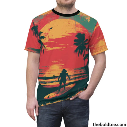 Vintage Summer Beach Tee - Premium All Over Print Crewneck Shirt Prints