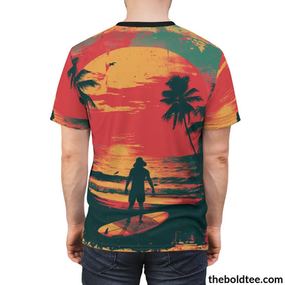 Vintage Summer Beach Tee - Premium All Over Print Crewneck Shirt Prints