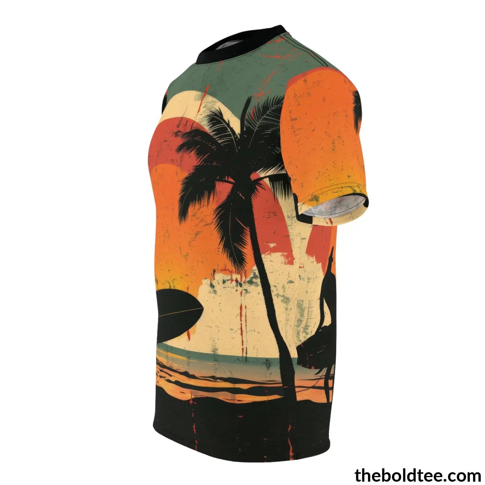 Vintage Summer Beach Tee - Premium All Over Print Crewneck Shirt Prints