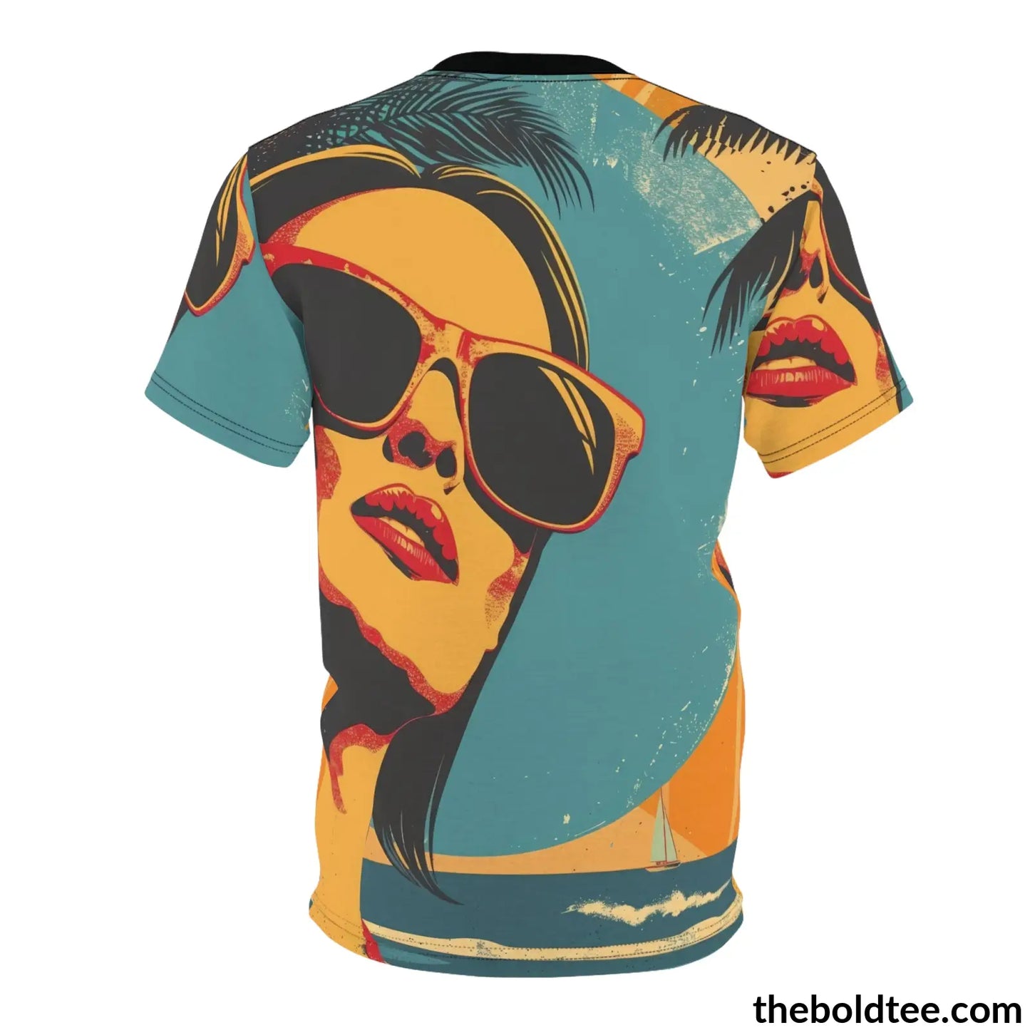 Vintage Summer Beach Tee - Premium All Over Print Crewneck Shirt Prints