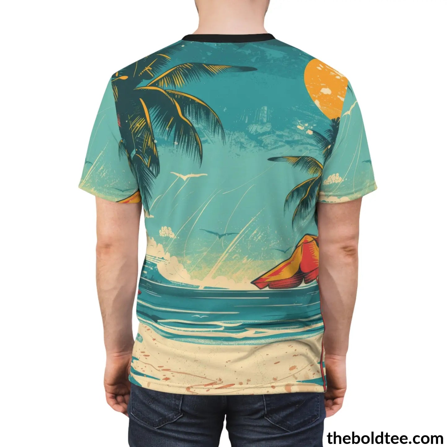 Vintage Summer Beach Tee - Premium All Over Print Crewneck Shirt Prints