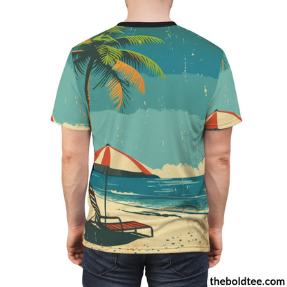 Vintage Summer Beach Tee - Premium All Over Print Crewneck Shirt Prints