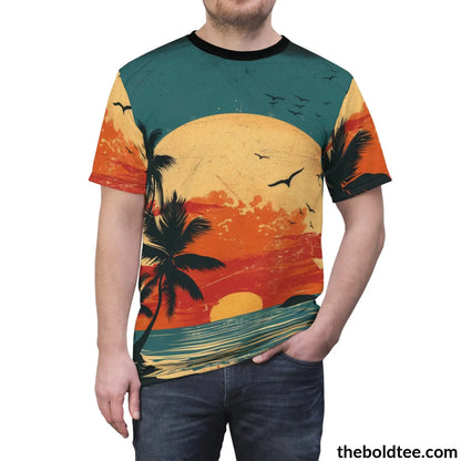 Vintage Summer Beach Tee - Premium All Over Print Crewneck Shirt Prints