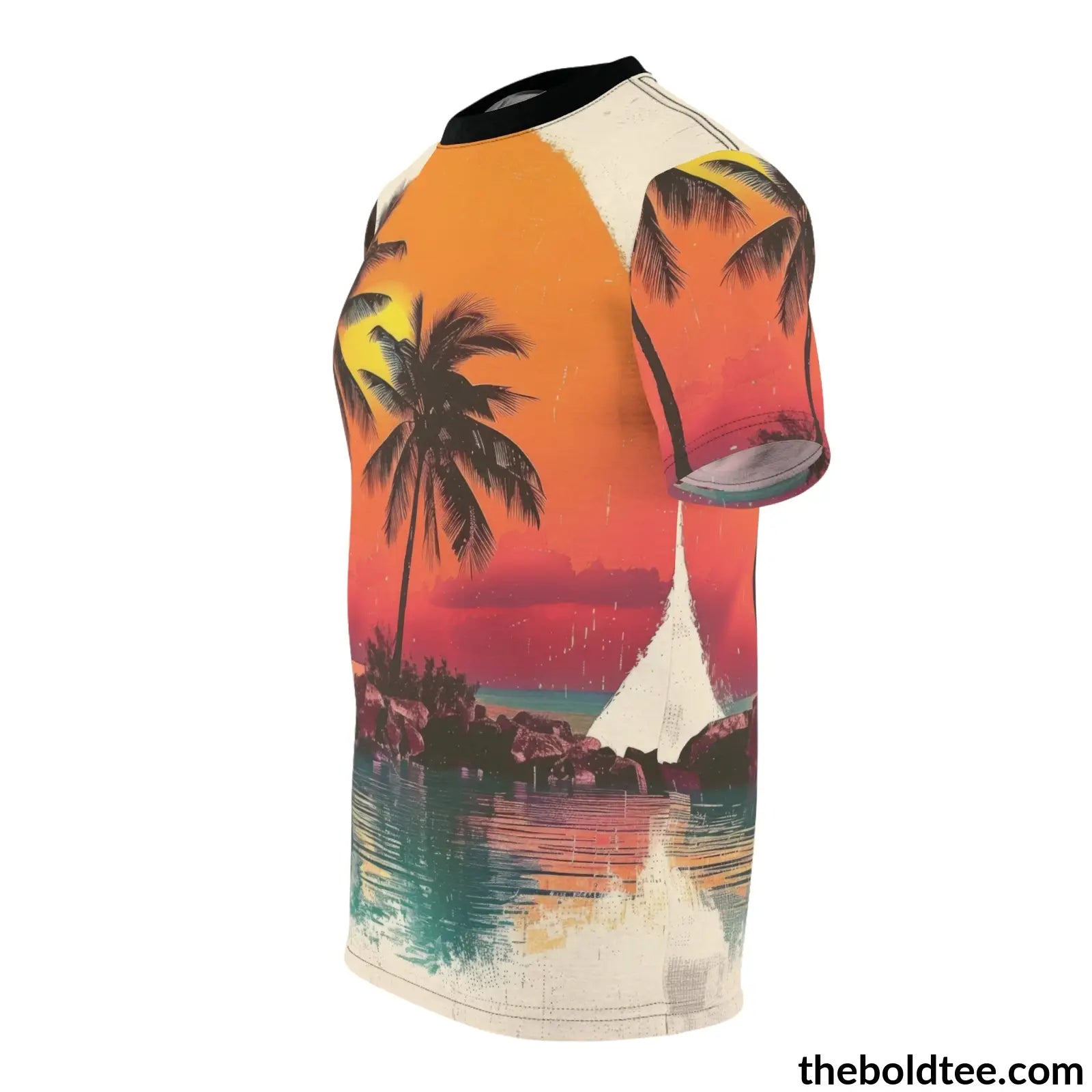 Vintage Summer Beach Tee - Premium All Over Print Crewneck Shirt Prints