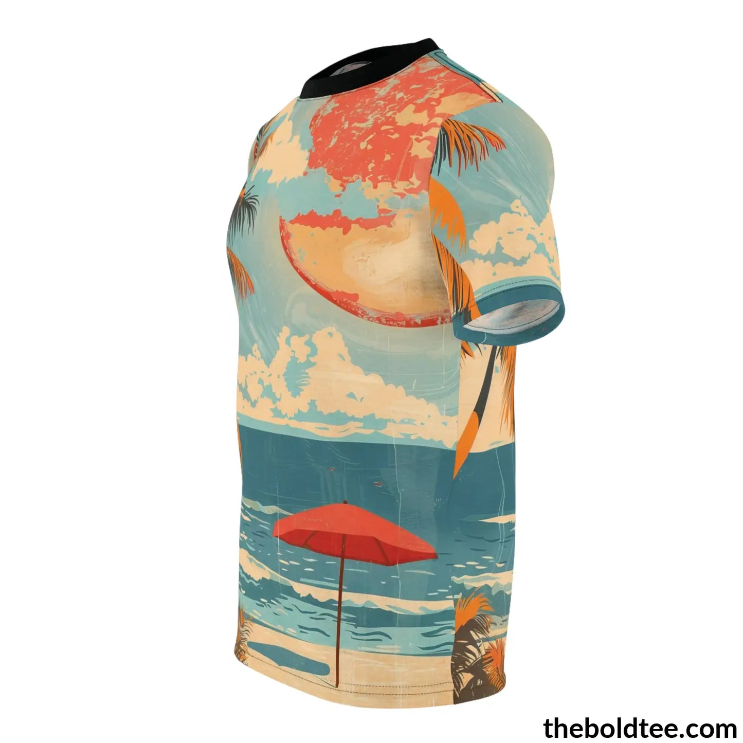 Vintage Summer Beach Tee - Premium All Over Print Crewneck Shirt Prints